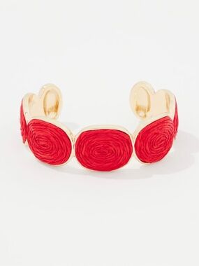 WHBM Red Raffia + Gold Cuff Bracelet NWT